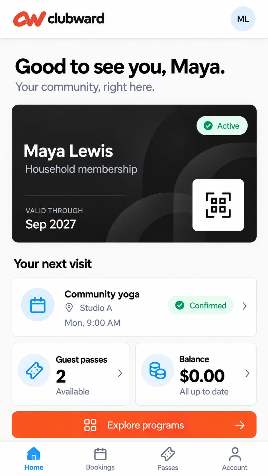 Clubward mobile member portal and digital membership pass preview